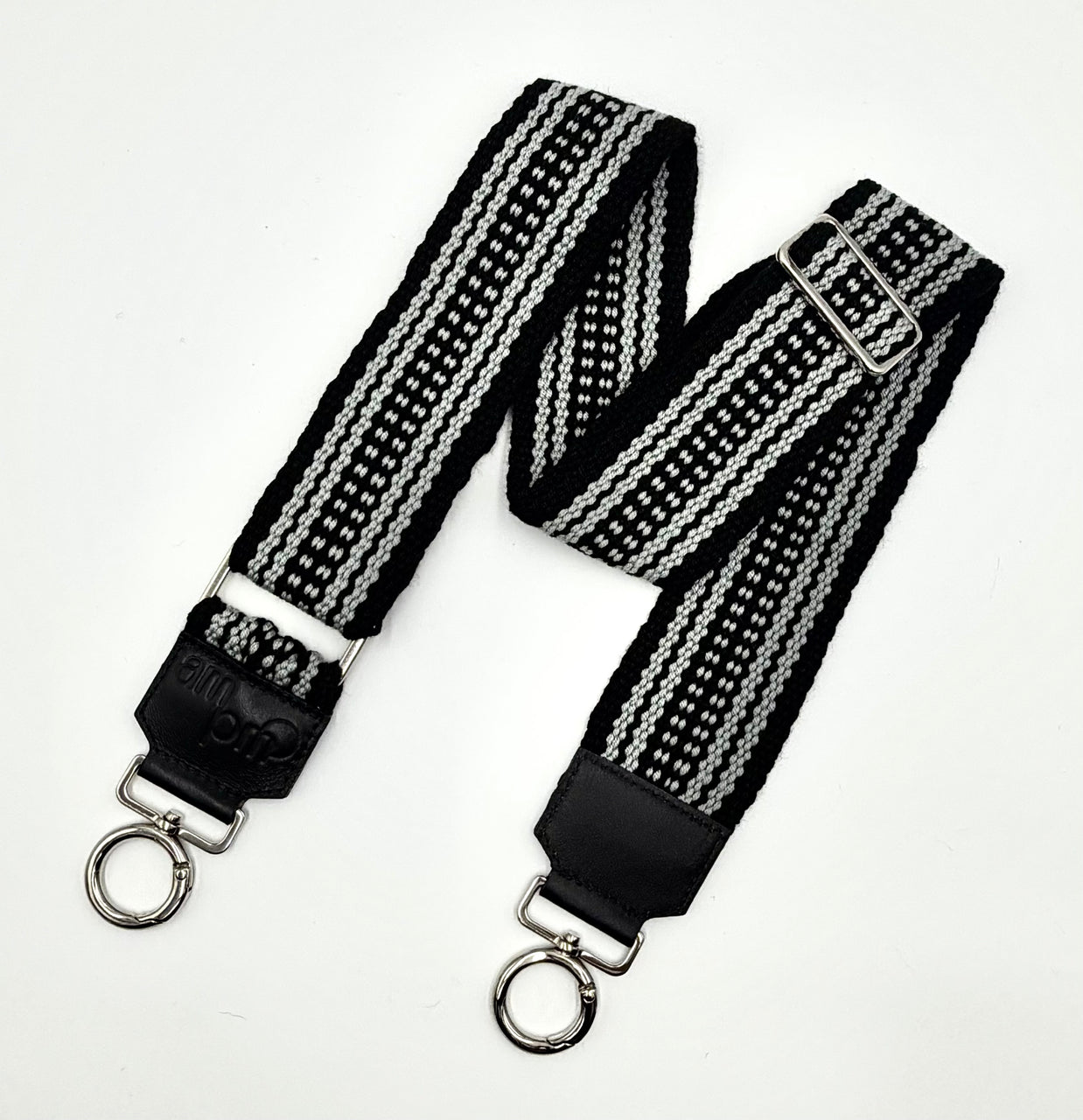 Handwoven Wayuu Bag Strap - Premium Adjustable Edition Grey & Black Egde