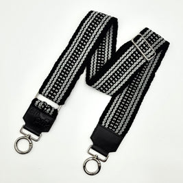 Handwoven Wayuu Bag Strap - Premium Adjustable Edition Grey & Black Egde