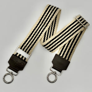 Handwoven Wayuu Bag Strap - Premium Adjustable Edition Black with Neutral Edges