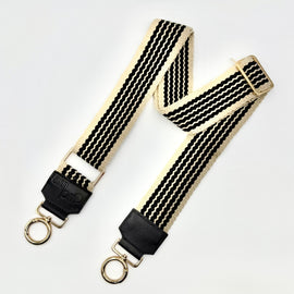 Handwoven Wayuu Bag Strap - Premium Adjustable Edition Black with Neutral Edges