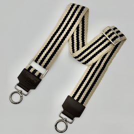 Handwoven Wayuu Bag Strap - Premium Adjustable Edition Black with Neutral Edges