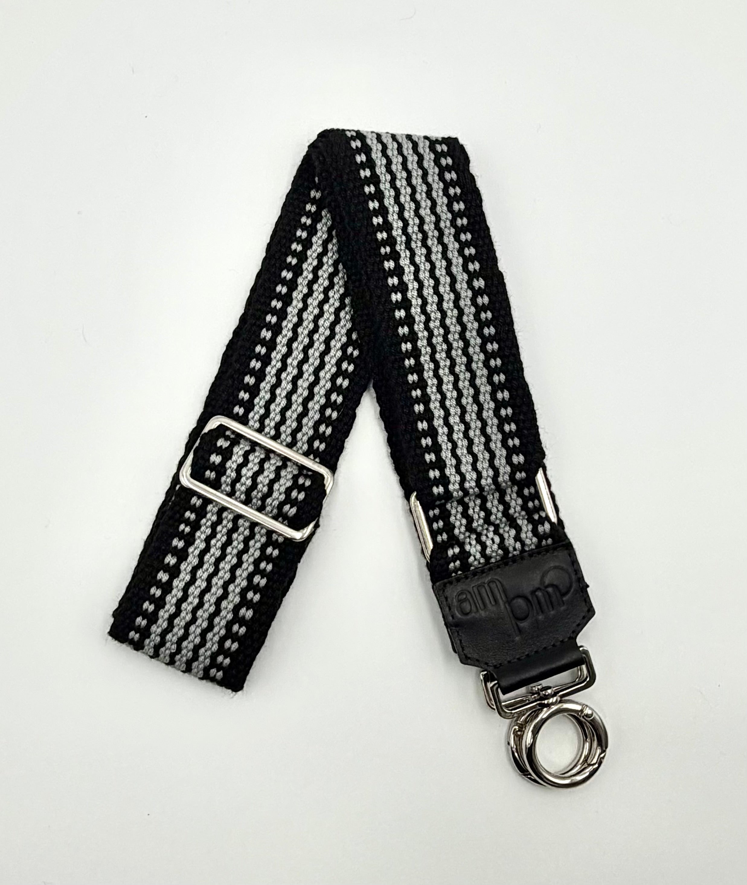Handwoven Wayuu Bag Strap - Premium Adjustable Edition Grey & Black Egde