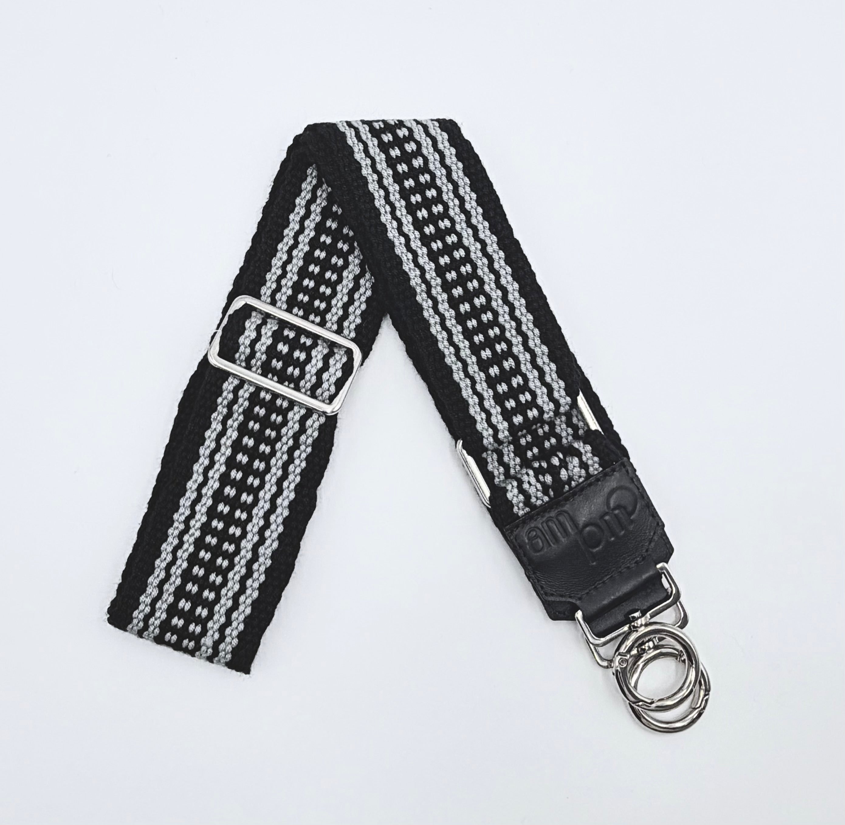 Handwoven Wayuu Bag Strap - Premium Adjustable Edition Grey & Black Egde