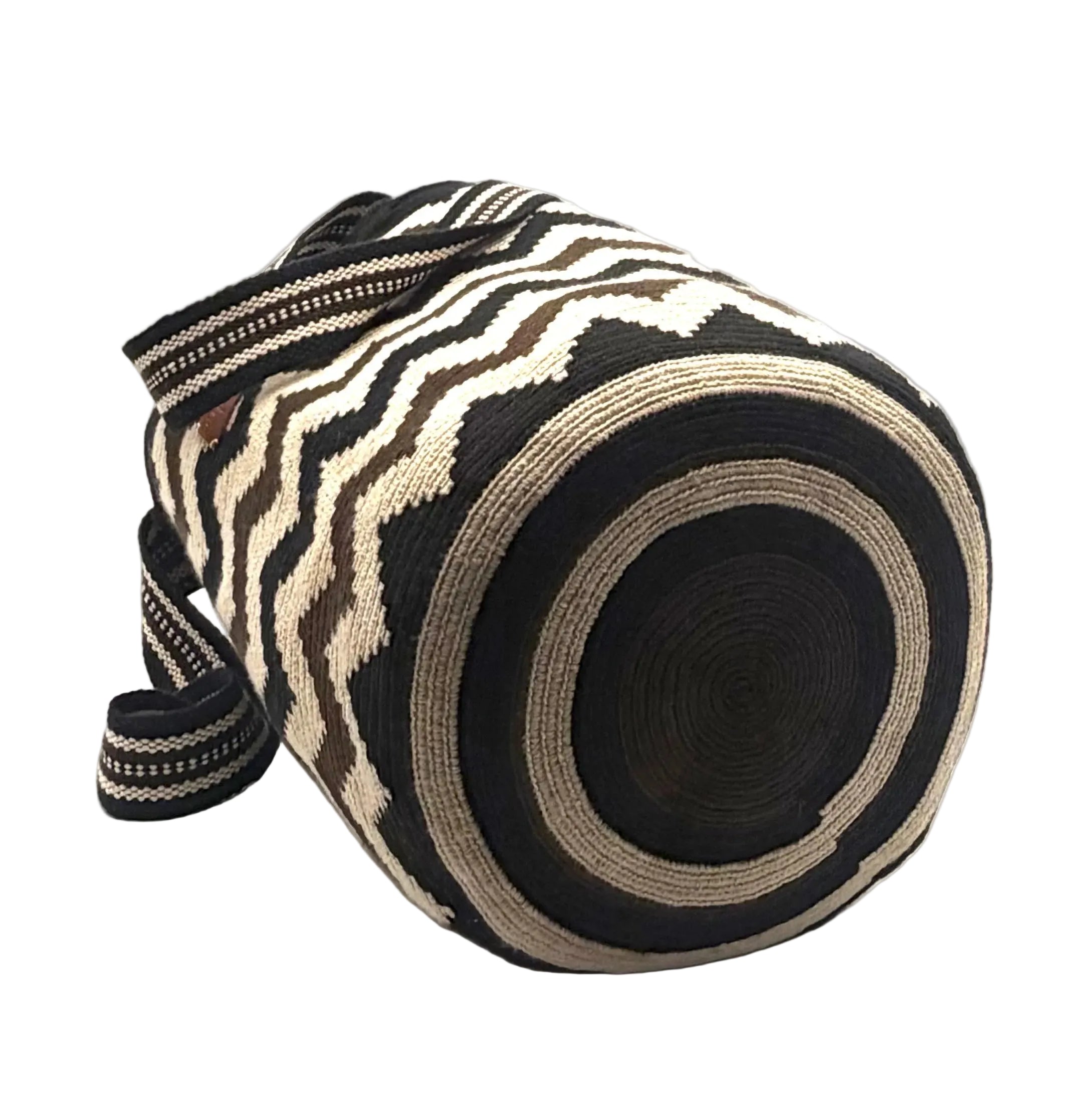 #24 Kalu Wayuu Geometric Mochilón Large Bucket Bag – Handwoven Earth Tones