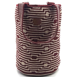 #19 Wayuu Geometric Mochilón Large Bucket Bag – Handwoven Deep Burgundy Tote