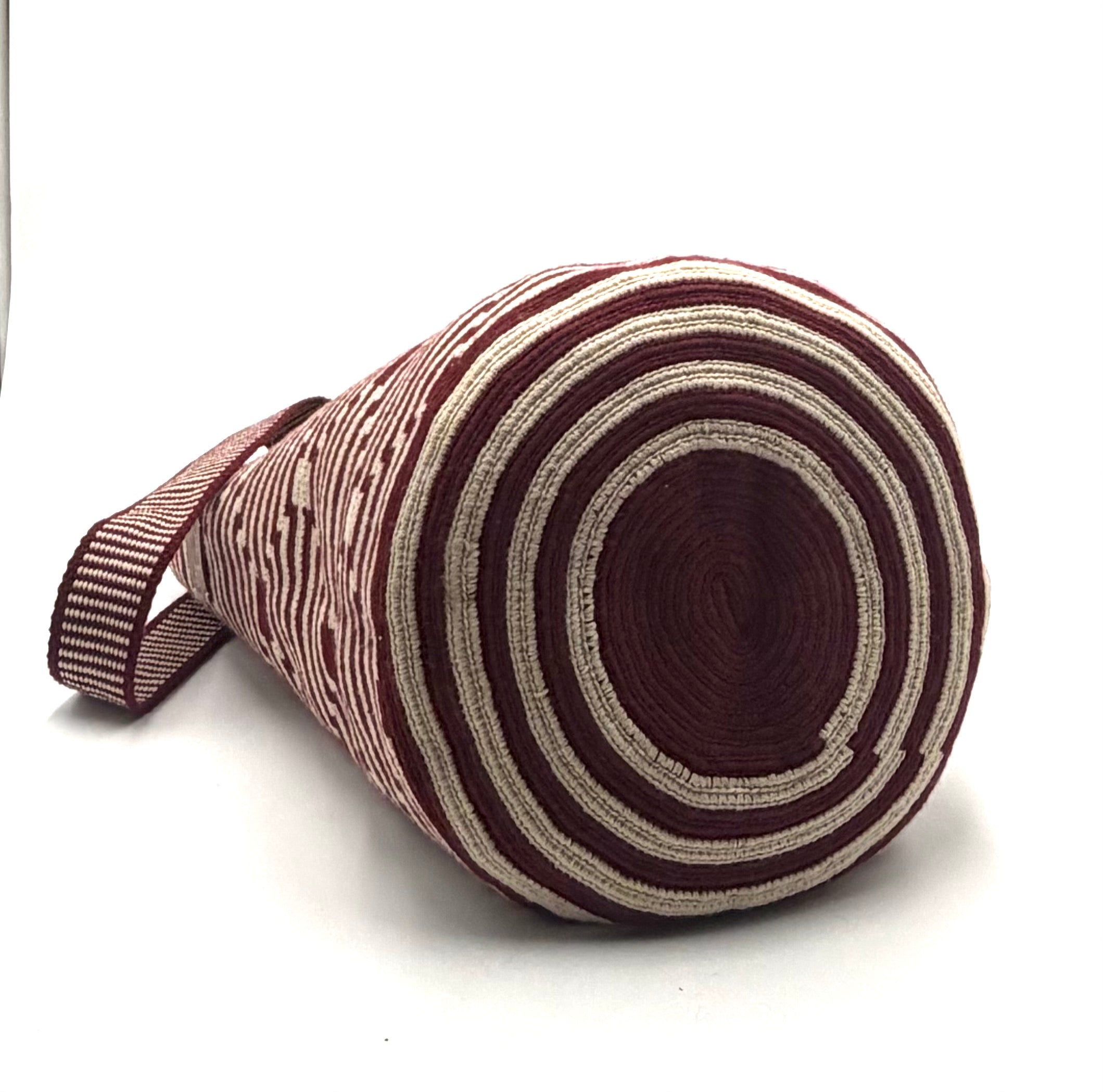 #19 Wayuu Geometric Mochilón Large Bucket Bag – Handwoven Deep Burgundy Tote