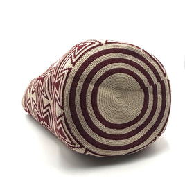 #17 Wayuu Geometric Mochilón Large Bucket Bag – Handwoven Burgundy & Beige Tote