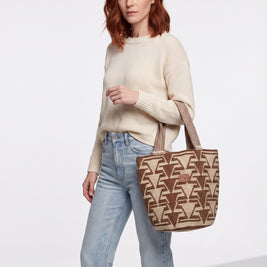 Wayuu Geometric Mochilón Large Bucket Bag – Handwoven Light Brown & Beige Tote