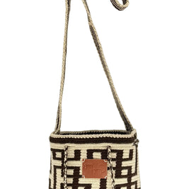 Small Handwoven Wayuu Mochila Bag – Espresso Grid