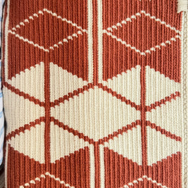 Wayuu Handwoven Tote Bag - Cream & Rust Geometric Woven Daily Shoulder Bag