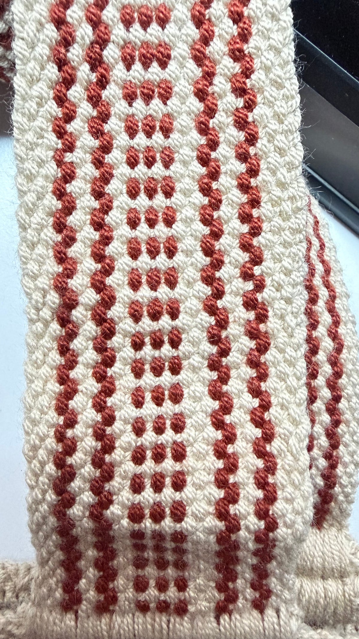 Wayuu Handwoven Tote Bag - Cream & Rust Geometric Woven Daily Shoulder Bag