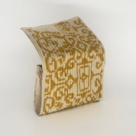 Leather & Handwoven Wayuu Crossbody Bag – Gold Ochre & Cream