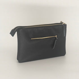 Black Leather & Handwoven Wayuu Geometric Crossbody Bag