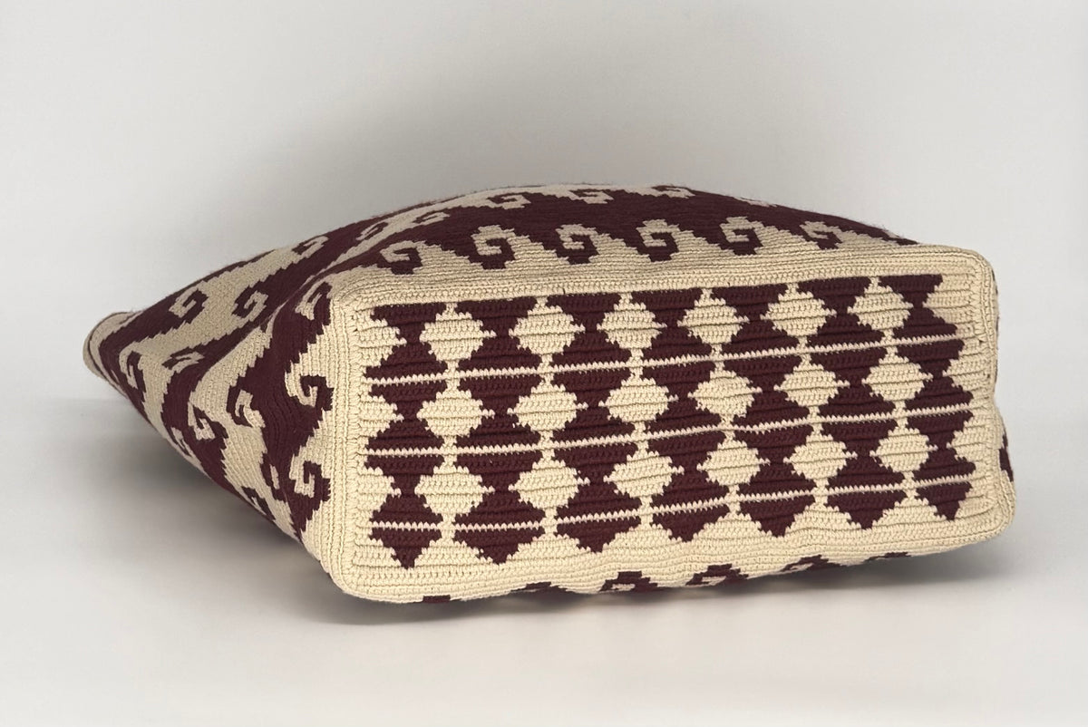 Wayuu Woven Rectangular Tote Bag – Burgundy Ocean Wave