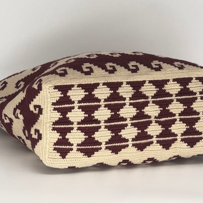 Wayuu Woven Rectangular Tote Bag – Burgundy Ocean Wave