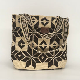 Wayuu Woven Rectangular Tote Bag – Espresso Geometric Starburst