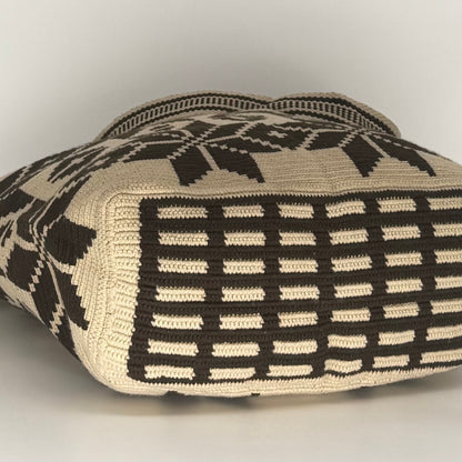 Wayuu Woven Rectangular Tote Bag – Espresso Geometric Starburst