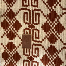 Wayuu Woven Rectangular Tote Bag – Terracotta Rust Scroll Diamond Lattice