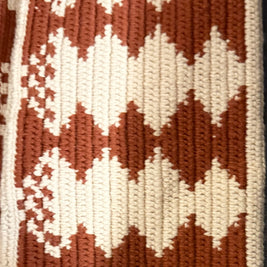 Wayuu Woven Rectangular Tote Bag – Terracotta Rust Scroll Diamond Lattice