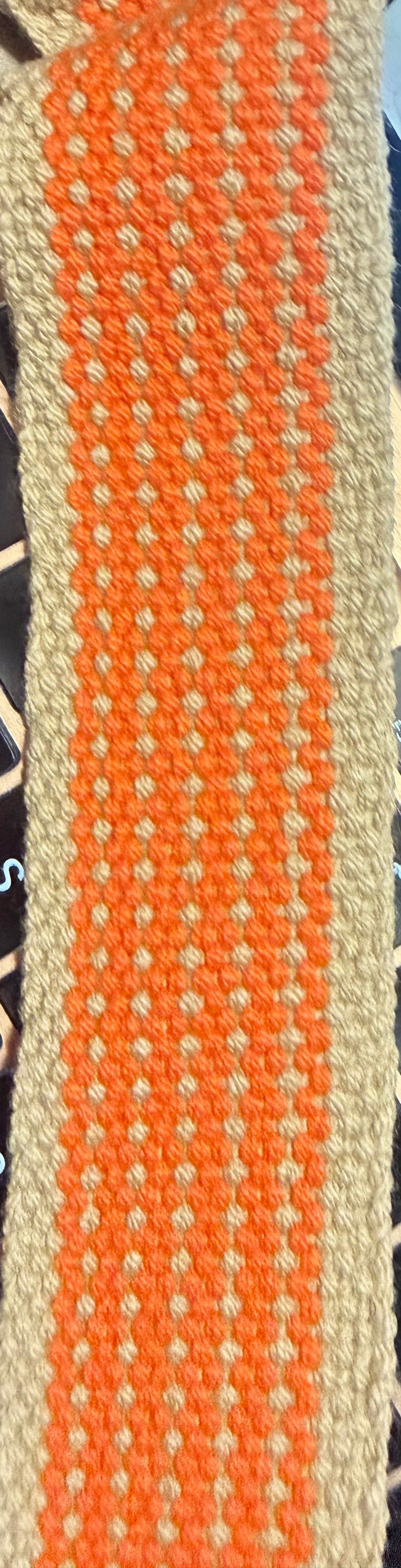 Wayuu Handwoven Tote Bag – Orange & Cream Diamond Lattice