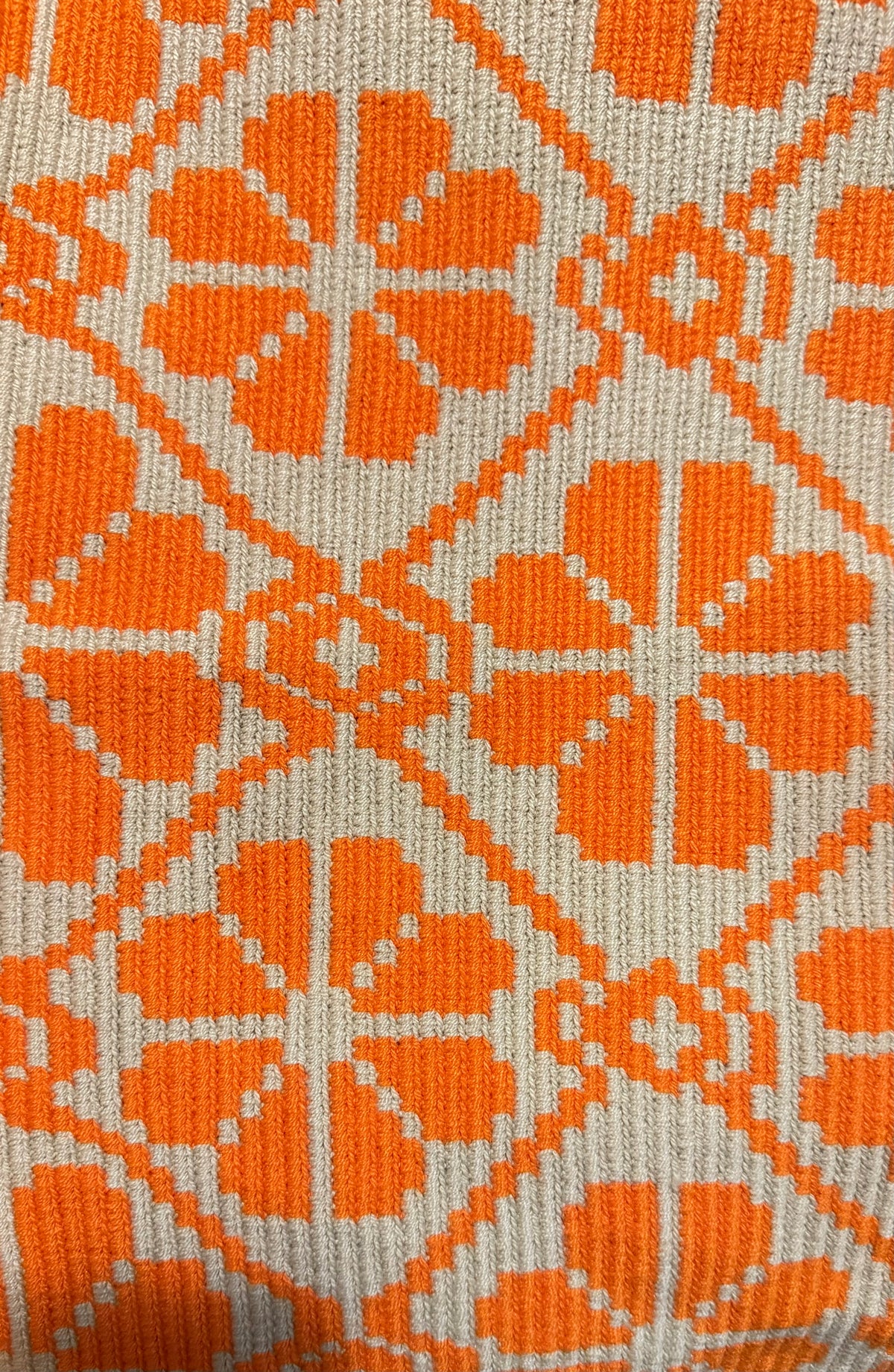 Wayuu Handwoven Tote Bag – Orange & Cream Diamond Lattice