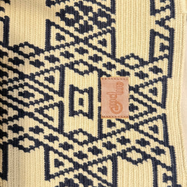 Wayuu Woven Rectangular Tote Bag – Navy Step Key Motif