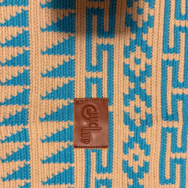 Wayuu Woven Oval Tote Bag – Baby Blue & Beige Geometric