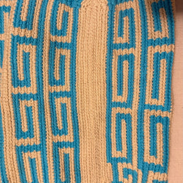 Wayuu Woven Oval Tote Bag – Baby Blue & Beige Geometric
