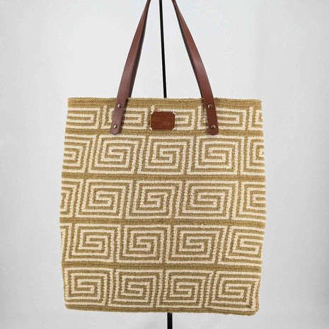 Handwoven & Leather Tote Bag Crochet Style For Work And Travel Lightweight Durable Artisan Crafted