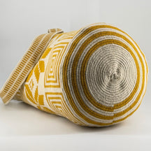 Ninfa Wayuu Mochilon Bag – Neutral Floral & Geometric Handwoven Bag