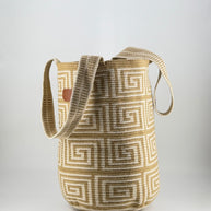 Nerfi Wayuu Mochilon Bag – Neutral Geometric Handwoven Bag, Large Size