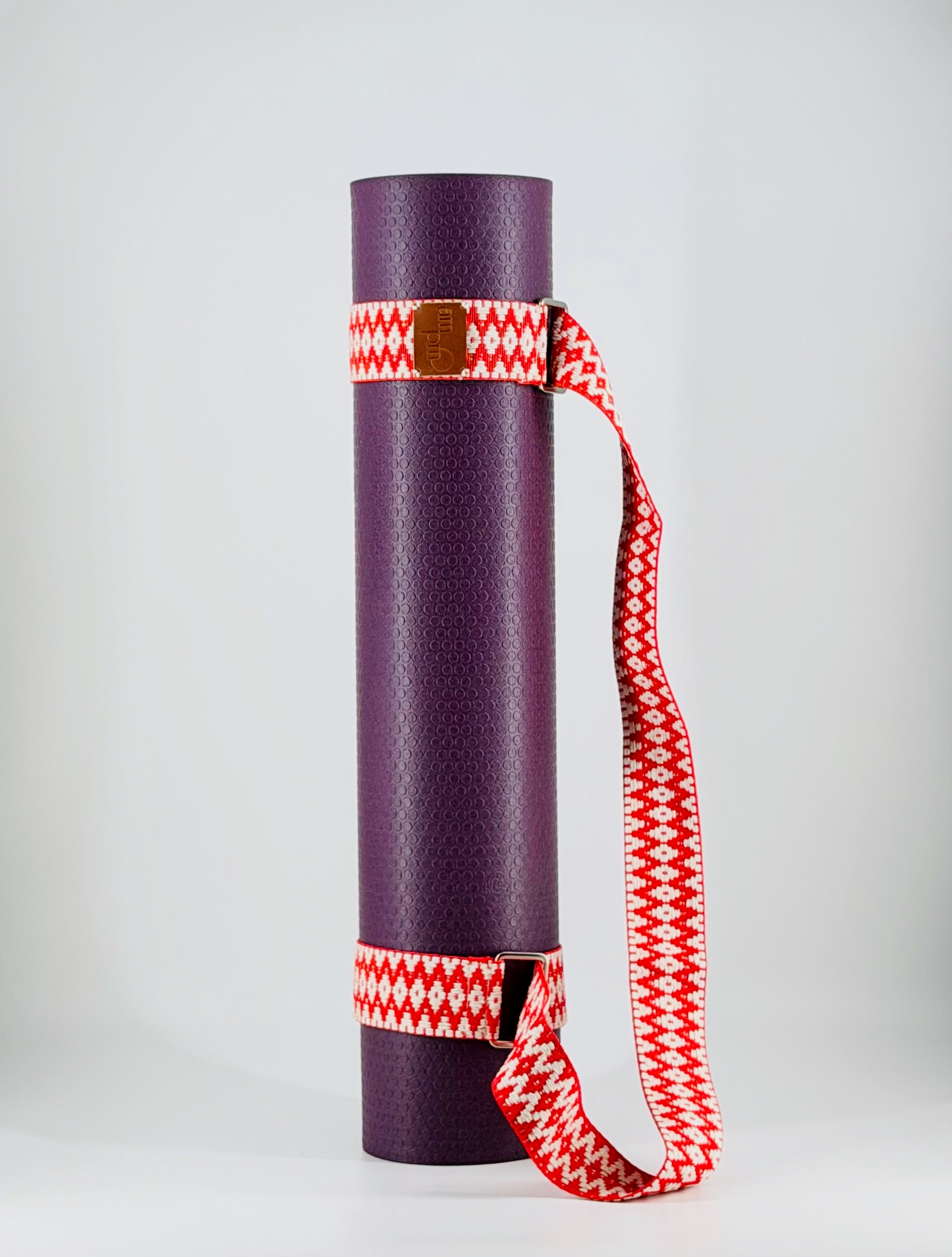 Crimson Ember Handwoven Yoga Mat Strap