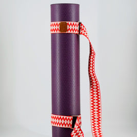 Crimson Ember Handwoven Yoga Mat Strap