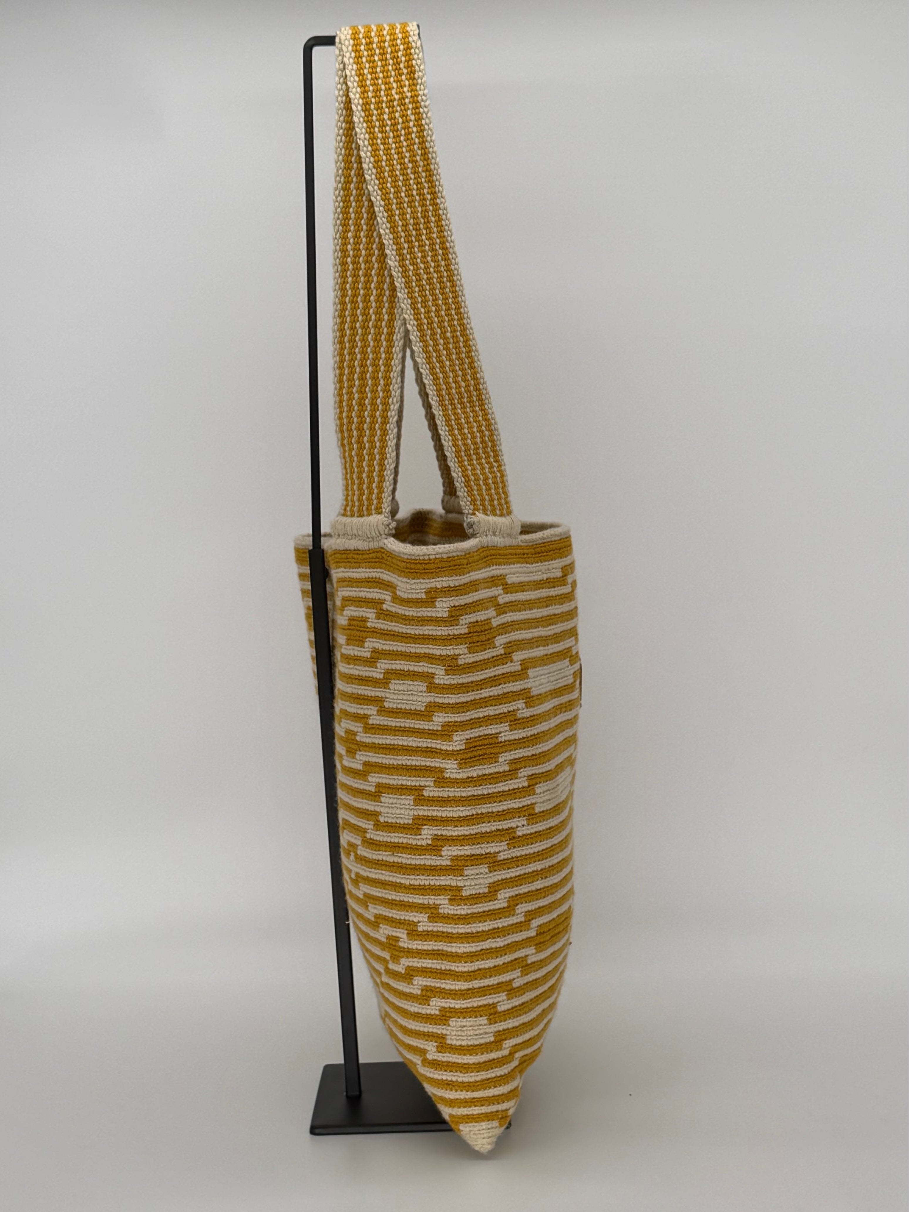 Amber Mustard Handwoven Tote – Crochet Bag for Work & Travel