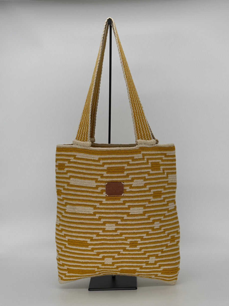 Amber Mustard Handwoven Tote – Crochet Bag for Work & Travel