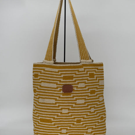 Amber Mustard Handwoven Tote – Crochet Bag for Work & Travel