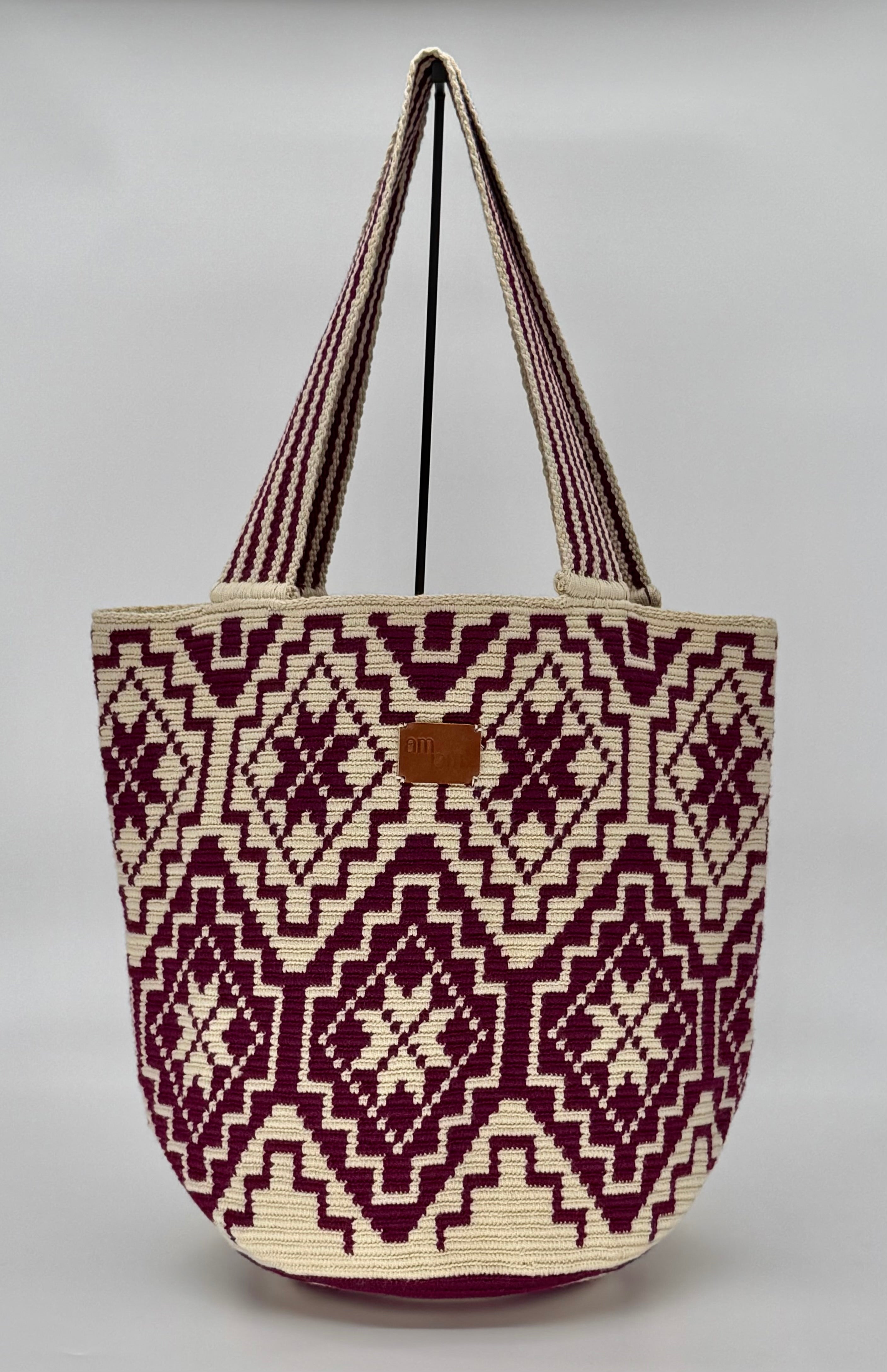Rose Wayuu Mochilón Bag – Handmade Colombian Shoulder Bag | Handwoven Artisan Bucket Bag