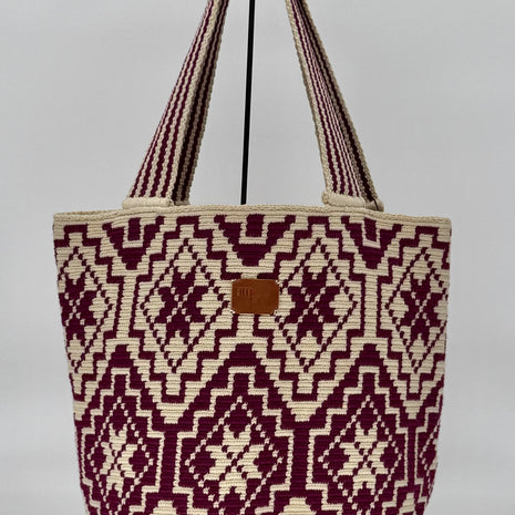 Rose Wayuu Mochilón Bag – Handmade Colombian Shoulder Bag | Handwoven Artisan Bucket Bag