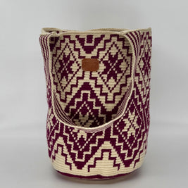 Rose Wayuu Mochilón Bag – Handmade Colombian Shoulder Bag | Handwoven Artisan Bucket Bag