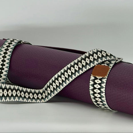 Tawa Handwoven Yoga Mat Strap – Adjustable Mat Carrier (Black & Gray)