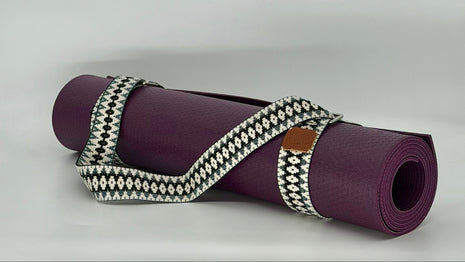 Tawa Handwoven Yoga Mat Strap – Adjustable Mat Carrier (Black & Gray)
