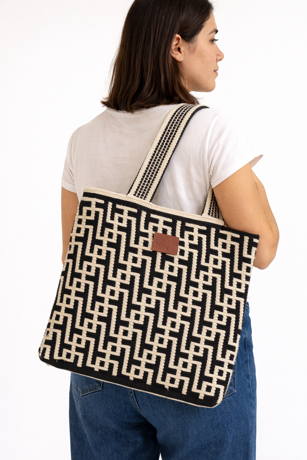 Jacinto Handwoven Tote Bag Geometric Crochet Design From Colombia Lightweight Durable Artisan Accessory For Everyday Use