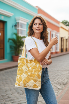 Amber Mustard Handwoven Tote – Crochet Bag for Work & Travel