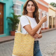 Amber Mustard Handwoven Tote – Crochet Bag for Work & Travel
