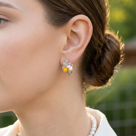 Sunset Citrus Artisan Cluster Studs – Sterling Silver & Gemstone1