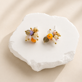 Sunset Citrus Artisan Cluster Studs – Sterling Silver & Gemstone2