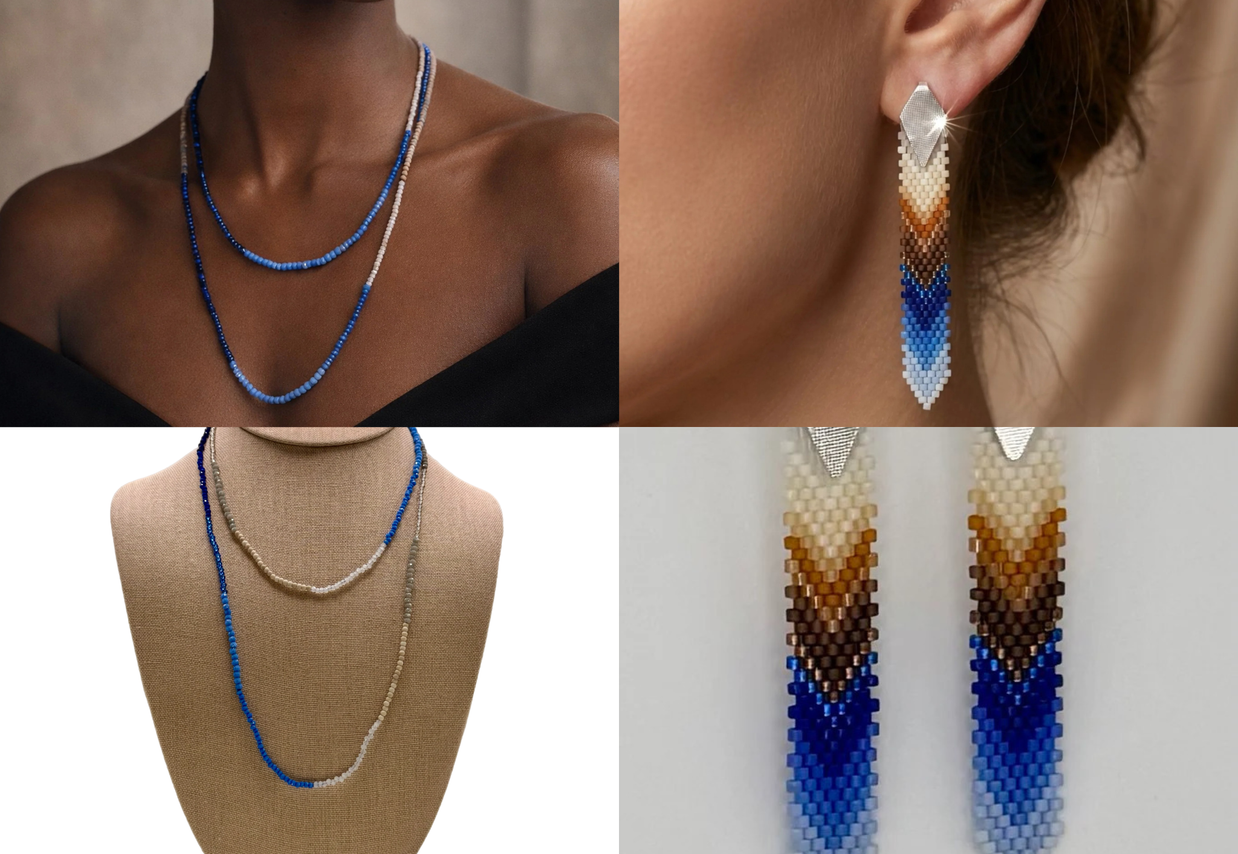 Tropical Feather Earrings & Necklace Set