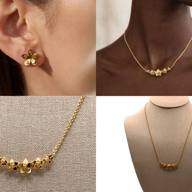 Gold Guayacan Necklace & Earrings Bundle