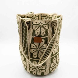 Wayuu Green Mochilón Tote Bag – Handcrafted Colombian Elegance for Every Occasion
