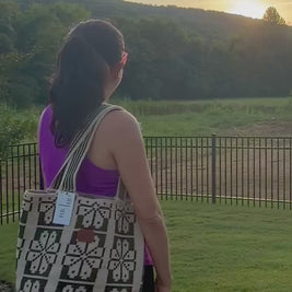 Wayuu Green Mochilón Large Tote Bag – Handwoven Floral Bag from Colombia